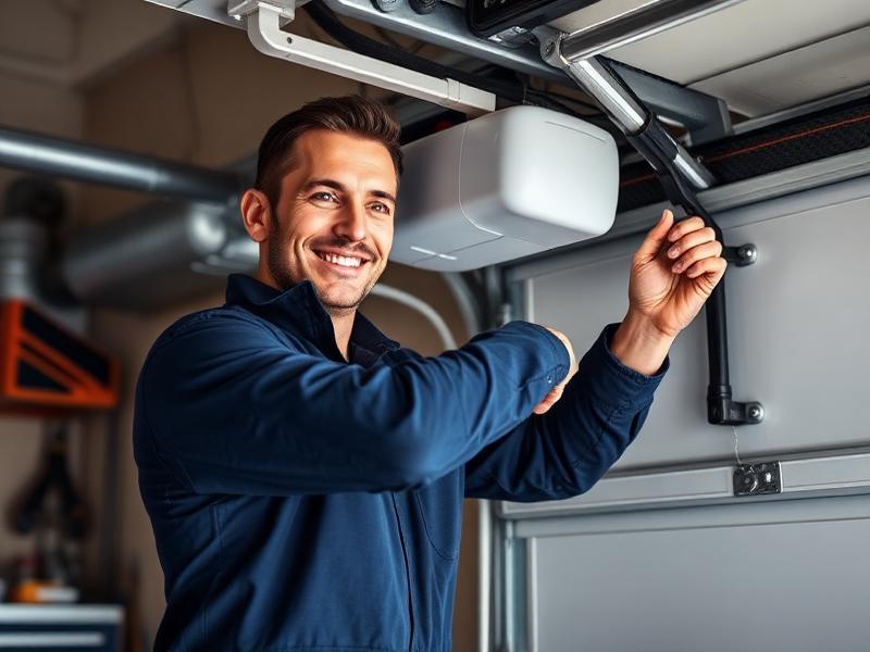 Experienced Husum Garage Doors technician working on garage door opener
