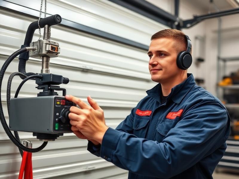 Residential Installation - professional garage door technician at work